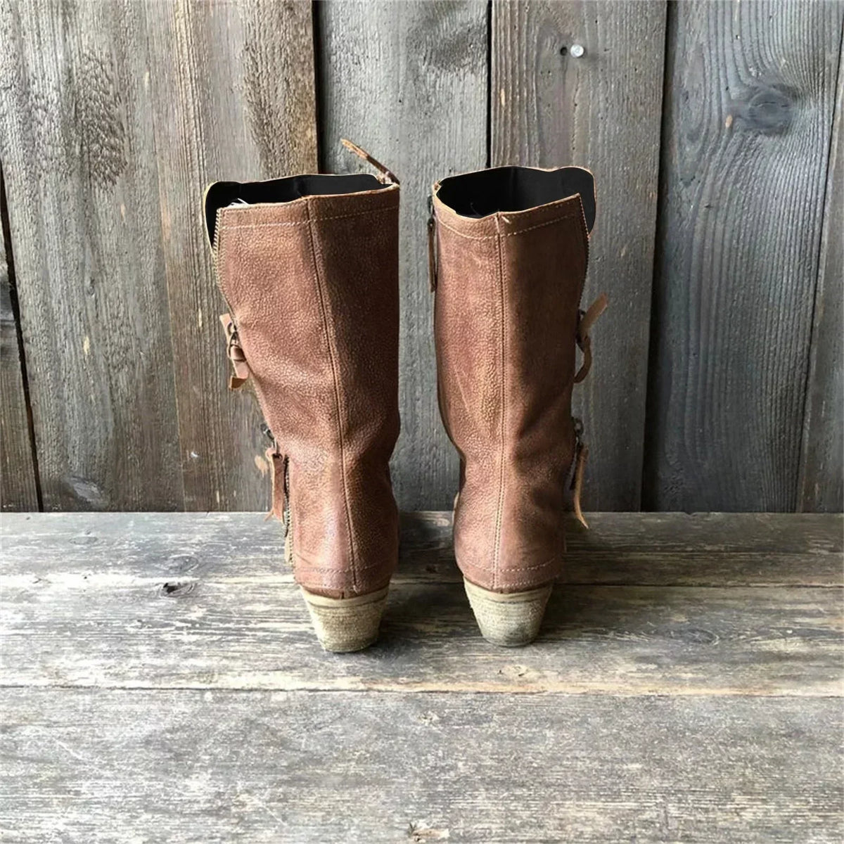 Botas Altas con Cremallera Lateral para Mujer – Marrón