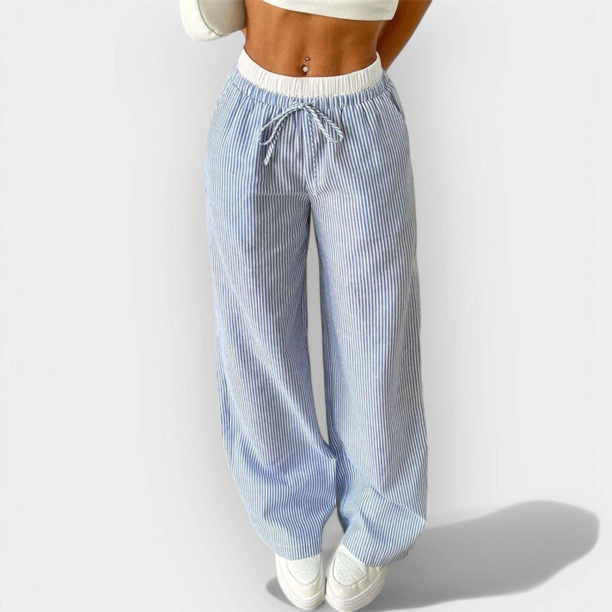 Pantalón Ancho de Rayas Finas para Mujer
