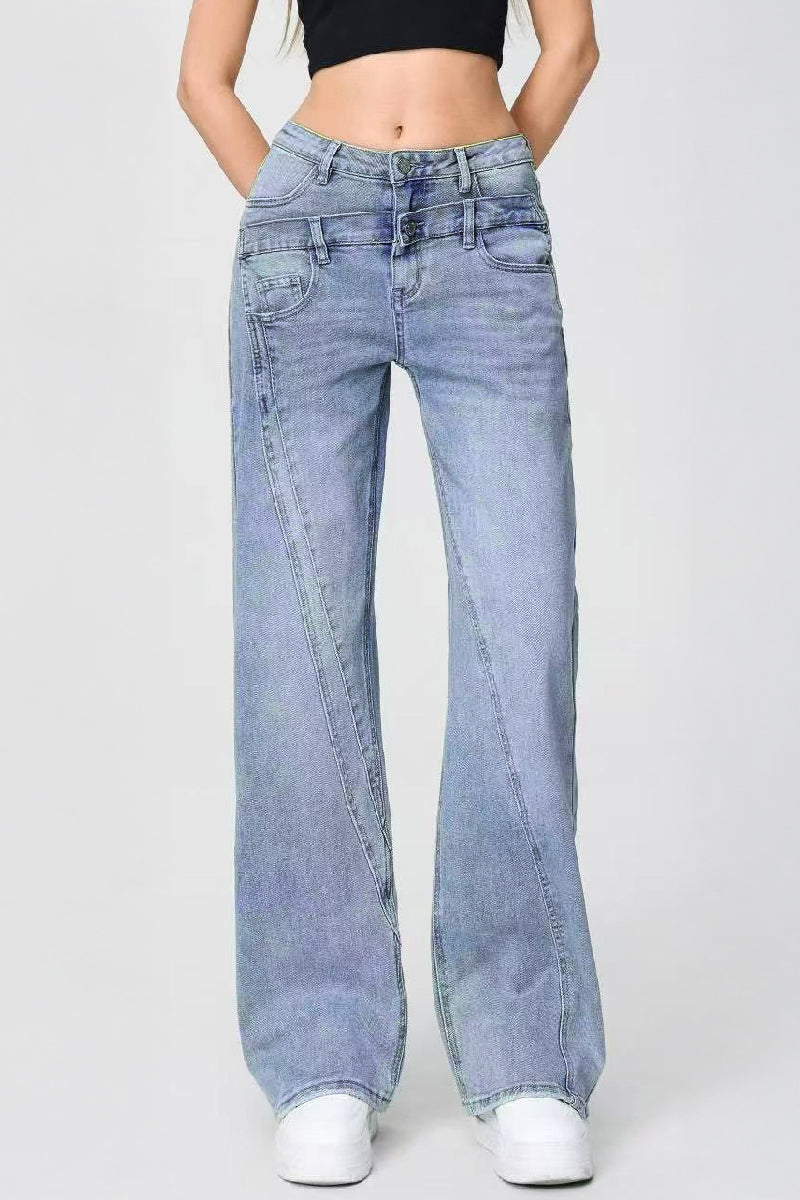 Vaqueros Patchwork de Pierna Ancha para Mujer – Estilo Vintage