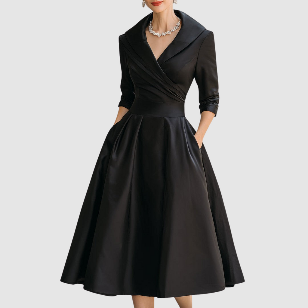 Vestido Midi con Cuello para Mujer