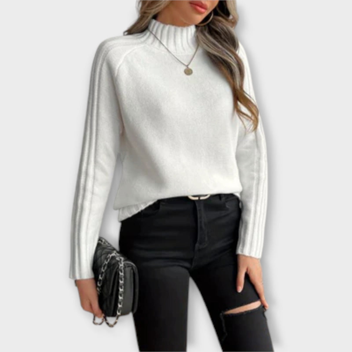 Jersey de Cuello Alto para Mujer – Blanco