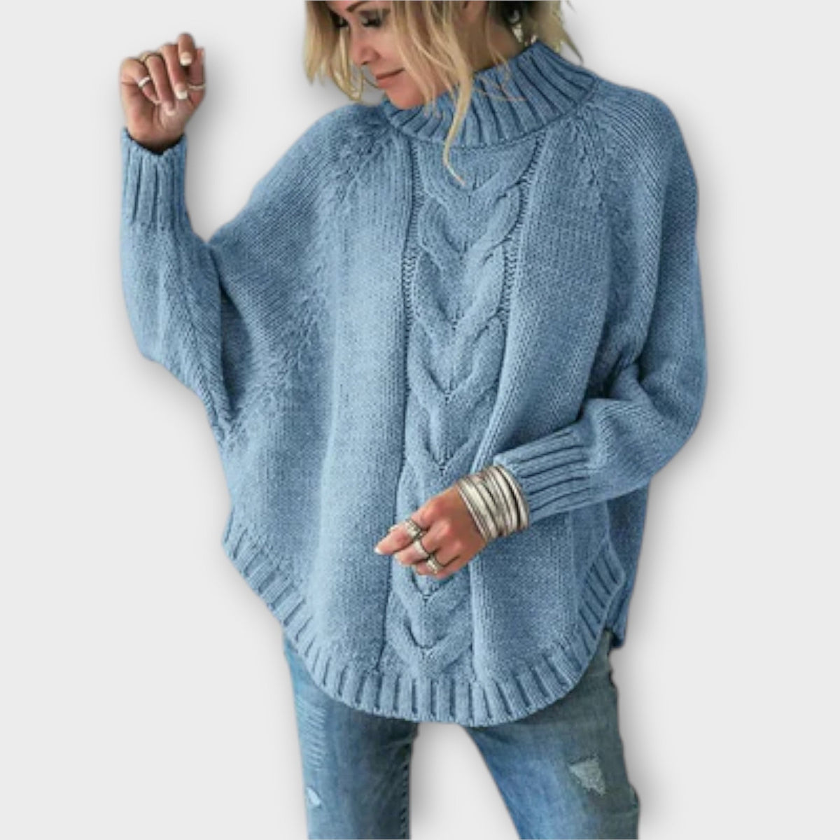 Jersey con Patrón en Relieve para Mujer – Azul Cielo