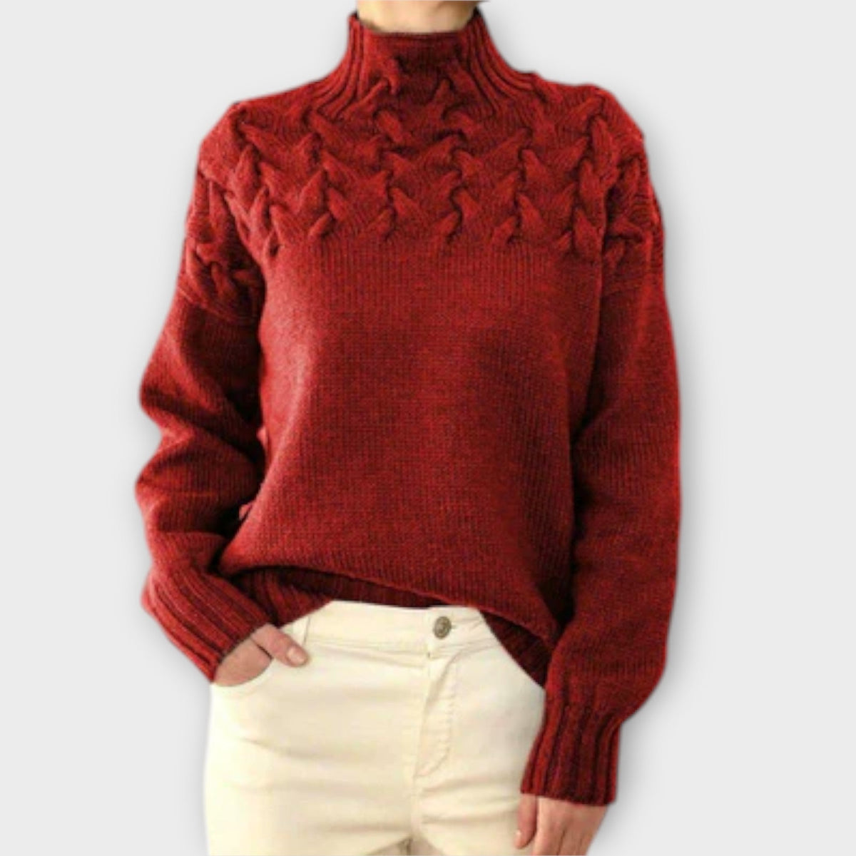 Jersey de Punto Trenzado para Mujer – Negro