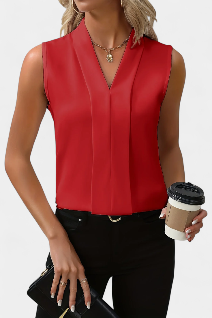 Blusa Sin Mangas para Mujer – Escote en V y Corte Fluido