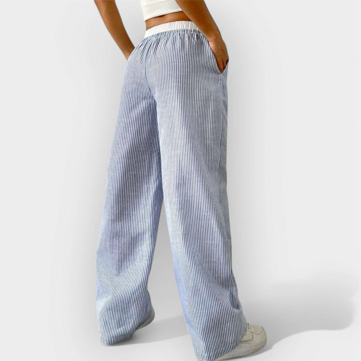 Pantalón Ancho de Rayas Finas para Mujer