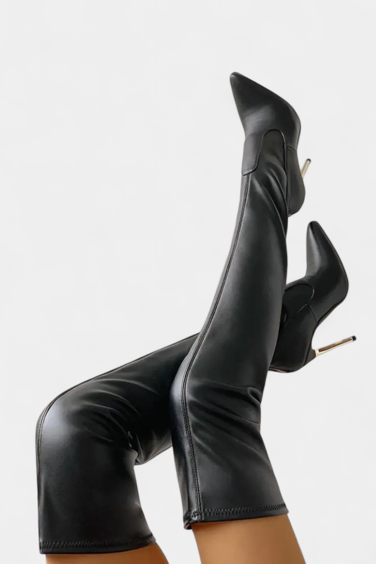 Botas por Encima de la Rodilla para Mujer – Tacón Dorado