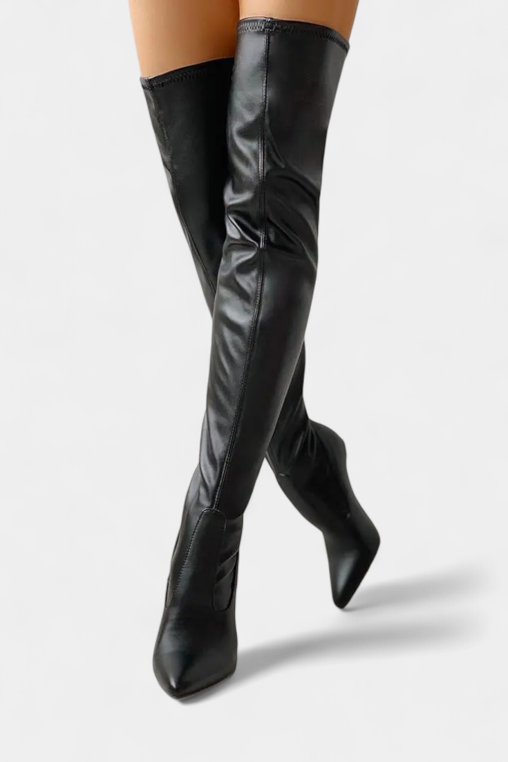 Botas por Encima de la Rodilla para Mujer – Tacón Dorado