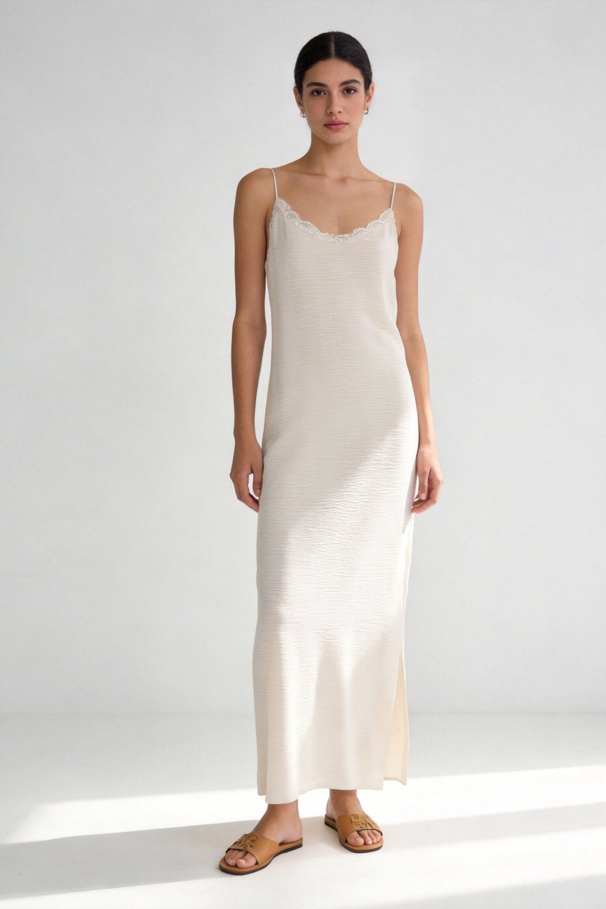 Vestido Lencero de Gasa para Mujer – Marrón