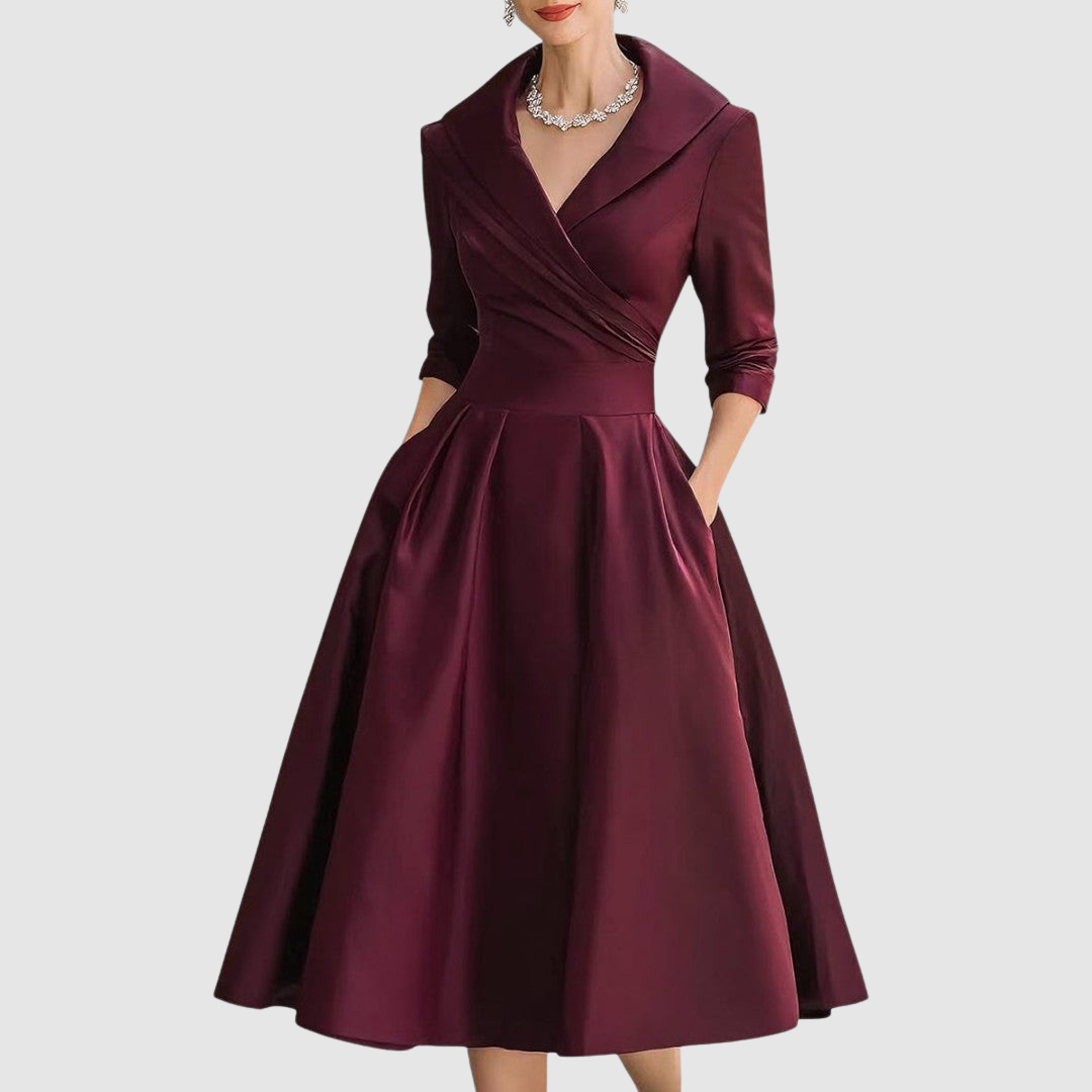 Vestido Midi con Cuello para Mujer