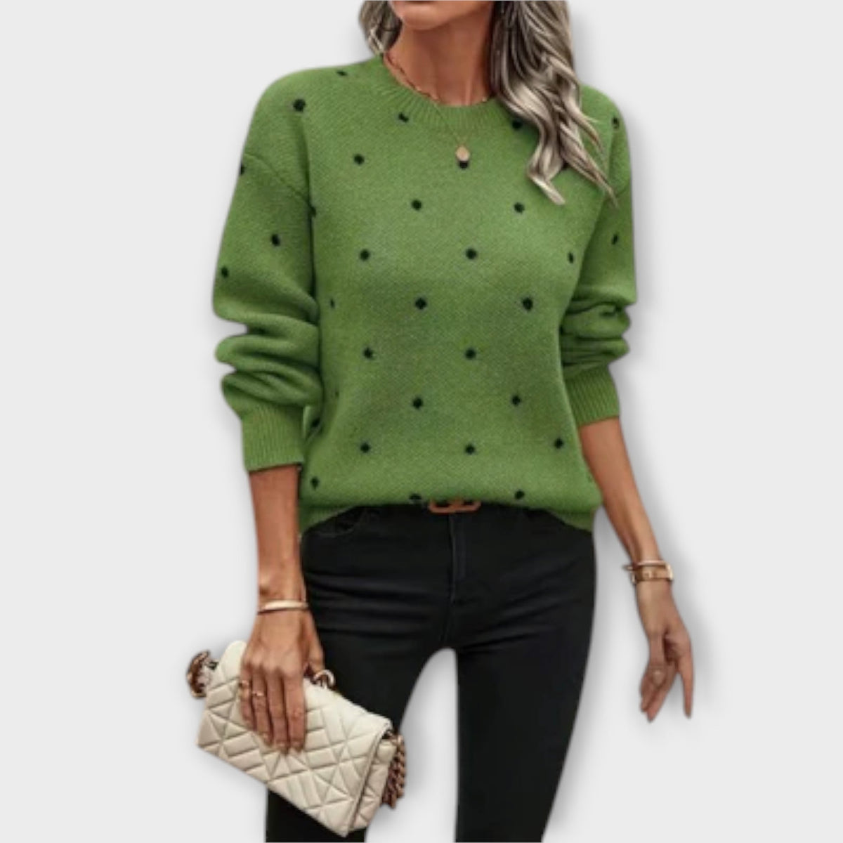 Jersey con Estampado de Lunares para Mujer – Beige