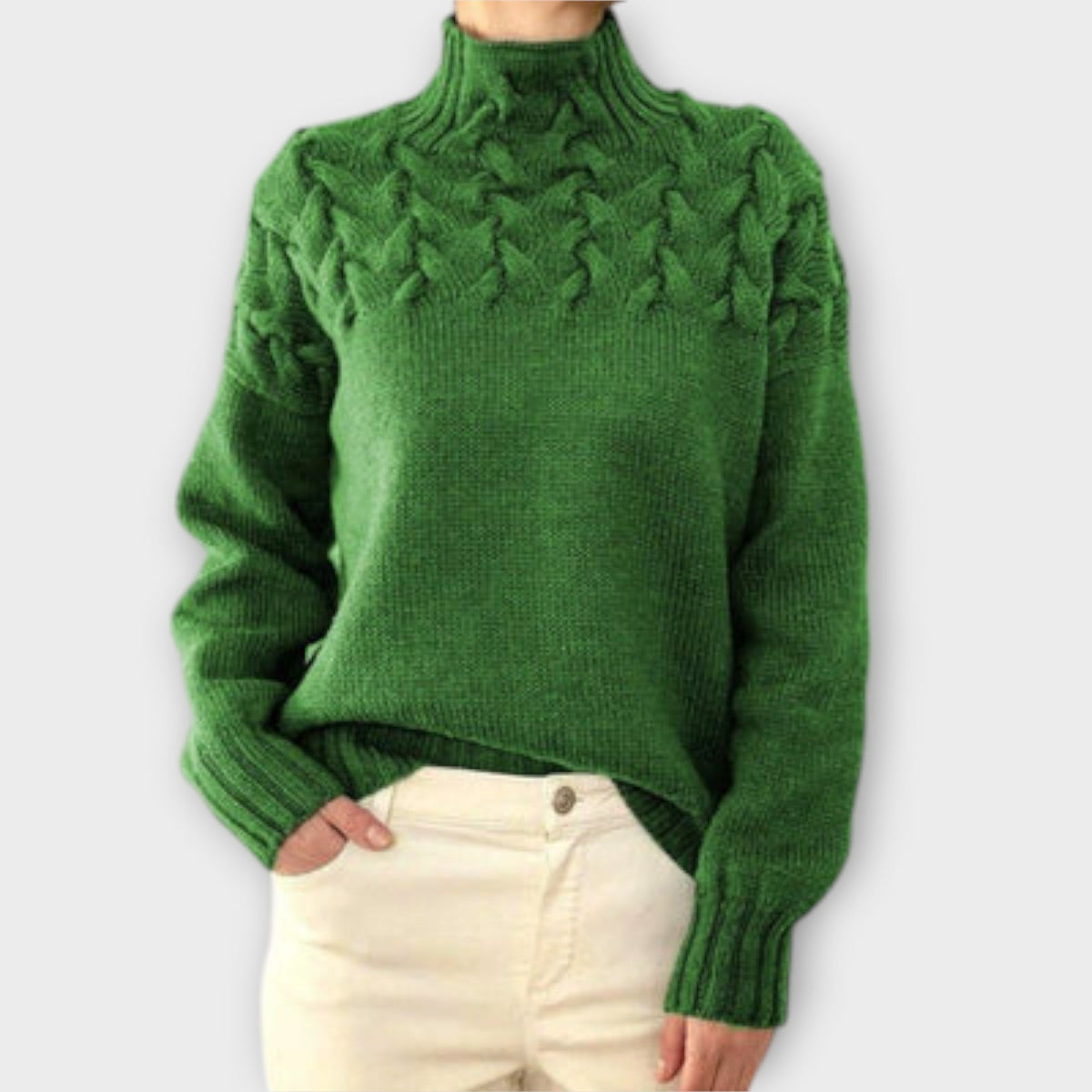 Jersey de Punto Trenzado para Mujer – Negro