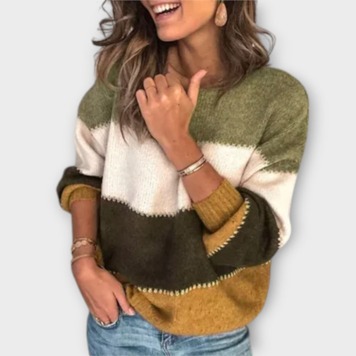Jersey Color Block para Mujer – Oliva