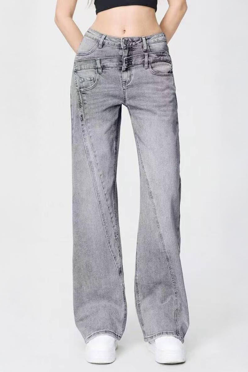 Vaqueros Patchwork de Pierna Ancha para Mujer – Estilo Vintage