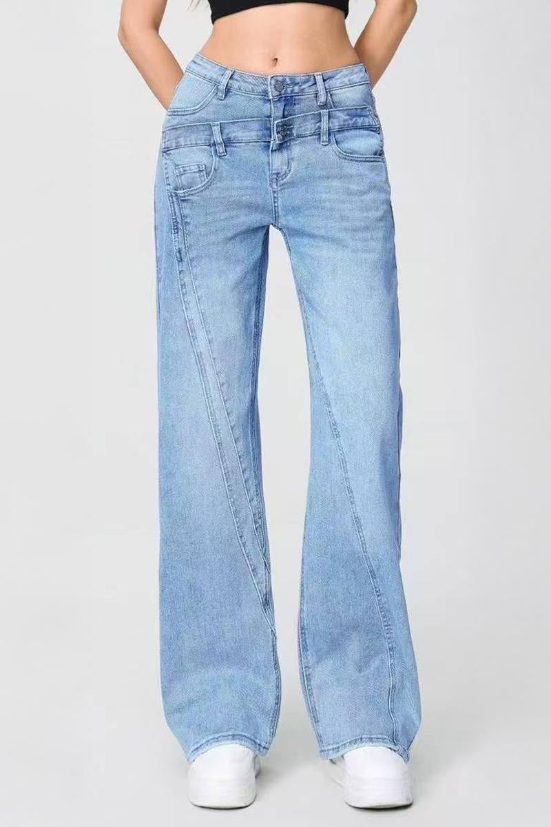 Vaqueros Patchwork de Pierna Ancha para Mujer – Estilo Vintage