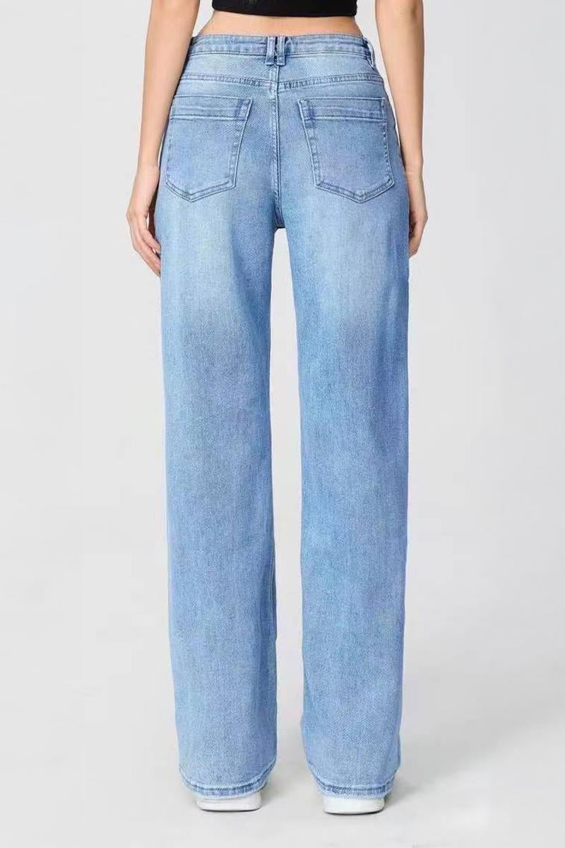 Vaqueros Patchwork de Pierna Ancha para Mujer – Estilo Vintage