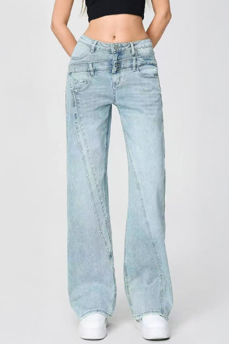 Vaqueros Patchwork de Pierna Ancha para Mujer – Estilo Vintage