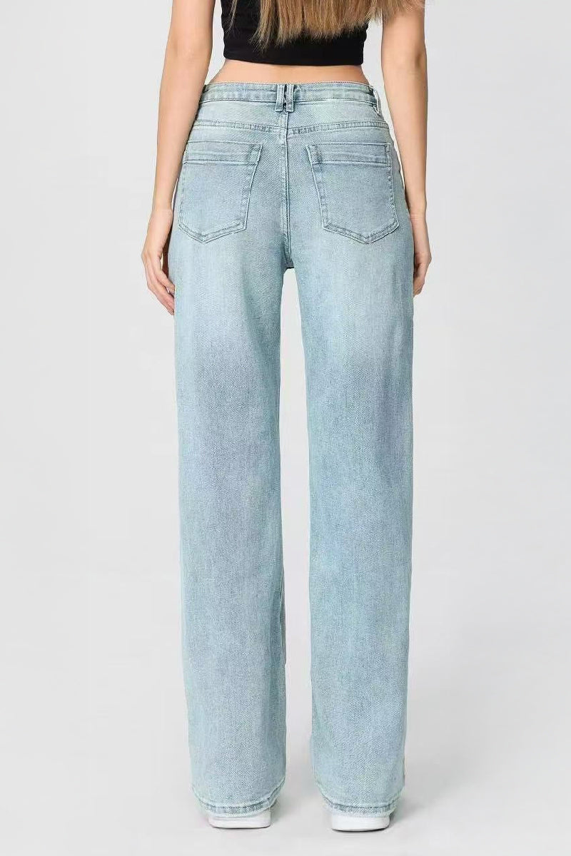 Vaqueros Patchwork de Pierna Ancha para Mujer – Estilo Vintage