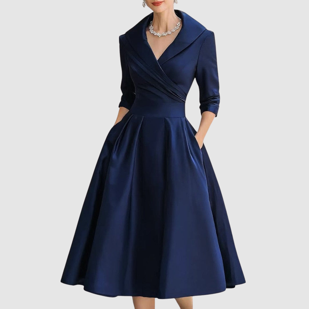 Vestido Midi con Cuello para Mujer