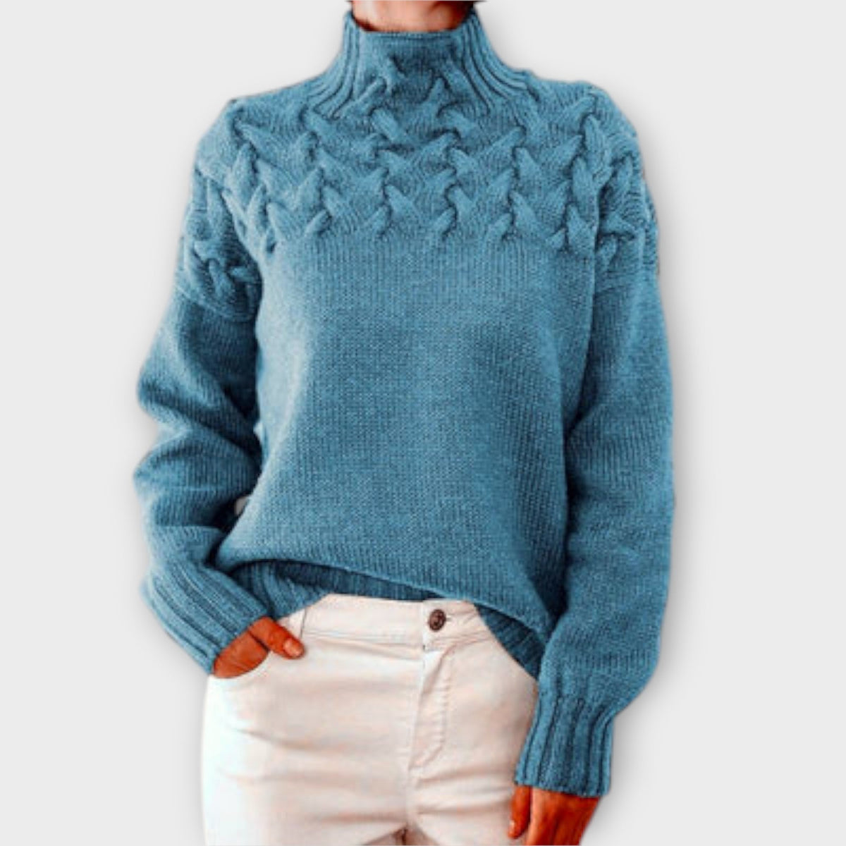 Jersey de Punto Trenzado para Mujer – Negro