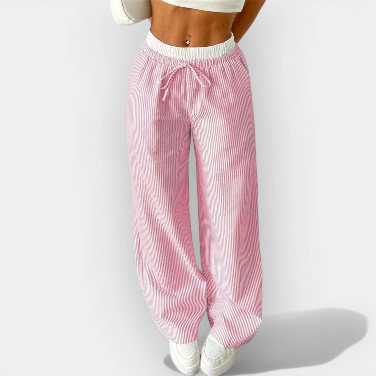 Pantalón Ancho de Rayas Finas para Mujer