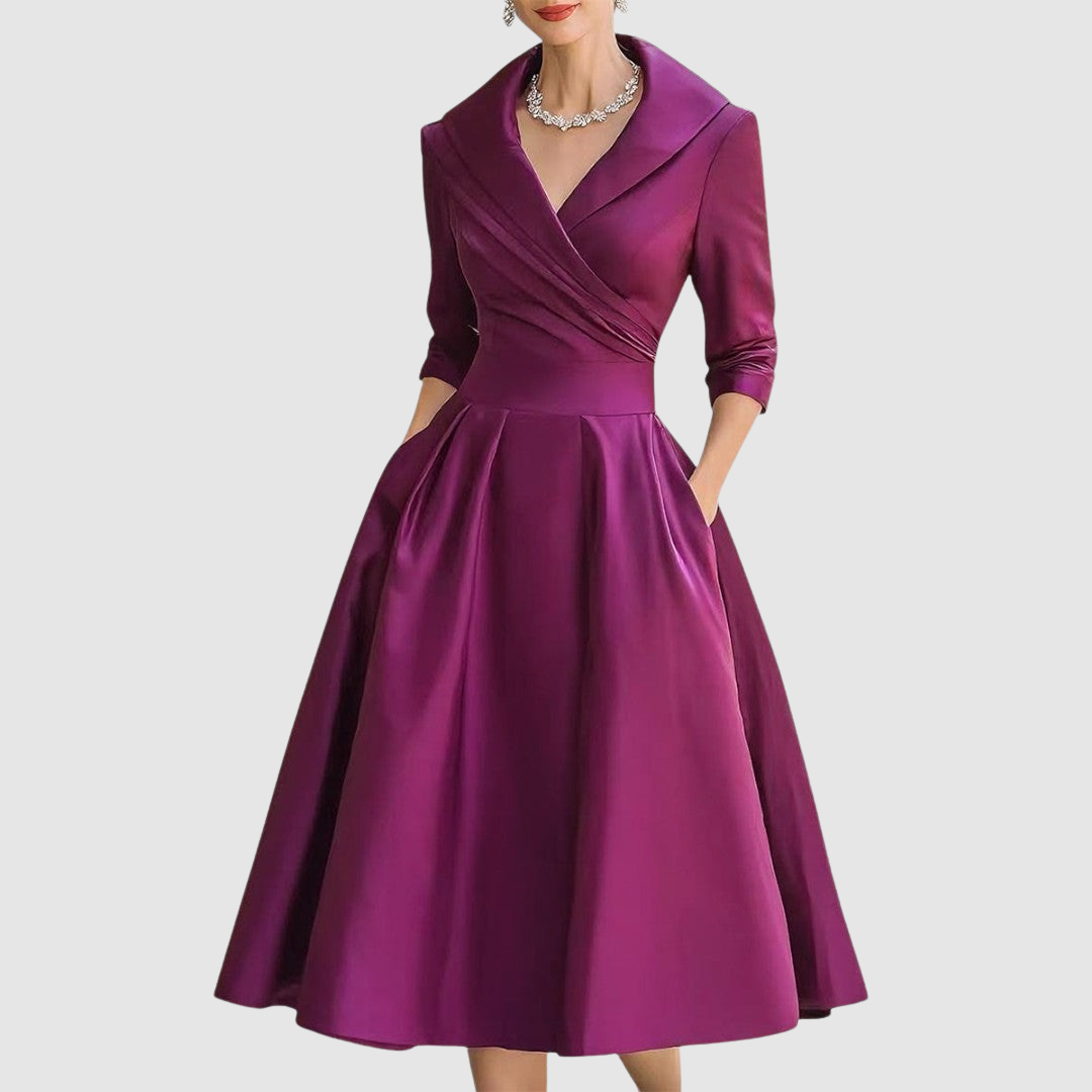 Vestido Midi con Cuello para Mujer