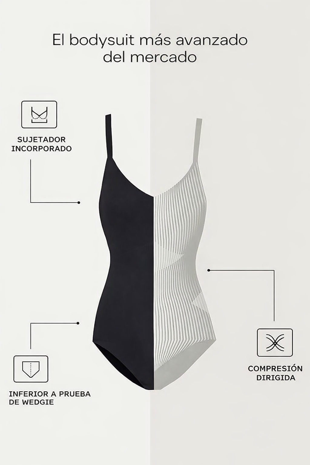 Body Reductor con Copas para Mujer – Efecto Push-Up