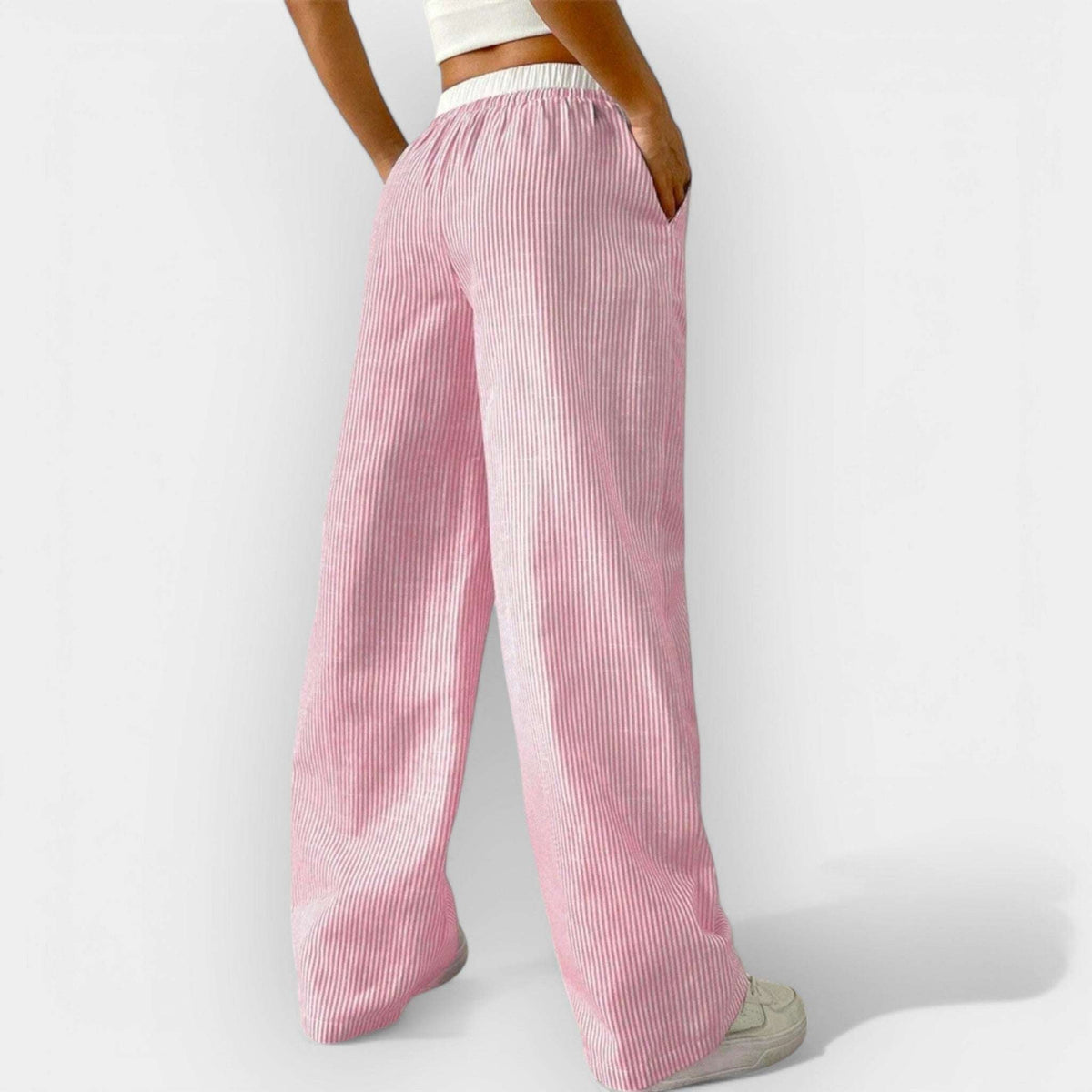 Pantalón Ancho de Rayas Finas para Mujer
