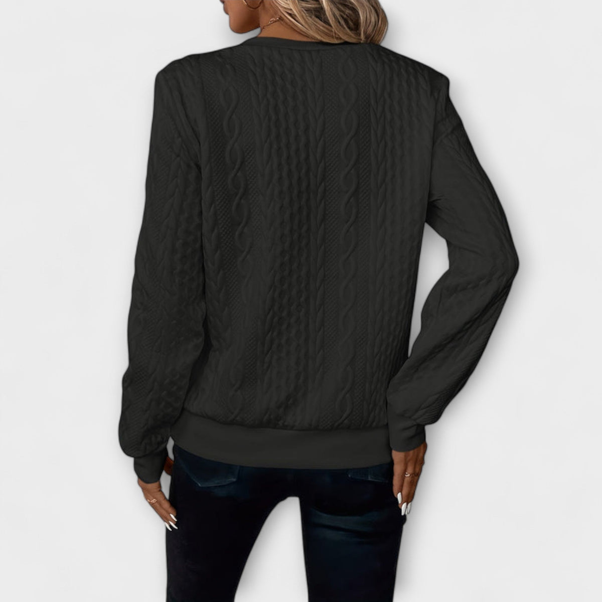 Jersey de Punto con Relieve para Mujer – Blanco
