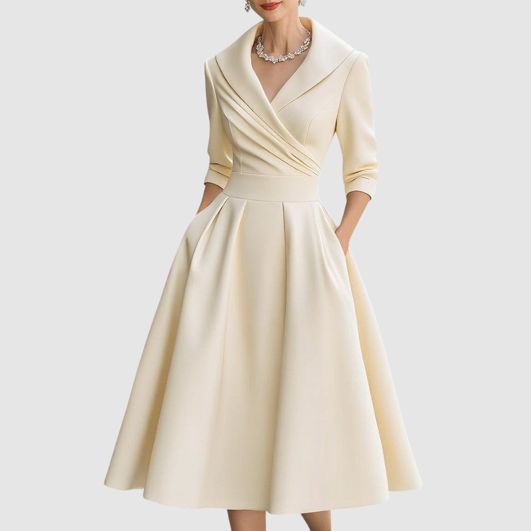 Vestido Midi con Cuello para Mujer