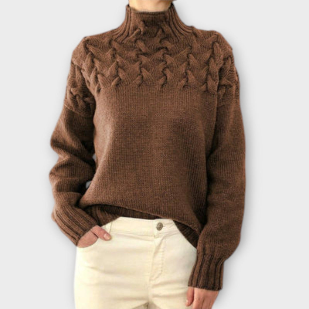 Jersey de Punto Trenzado para Mujer – Negro