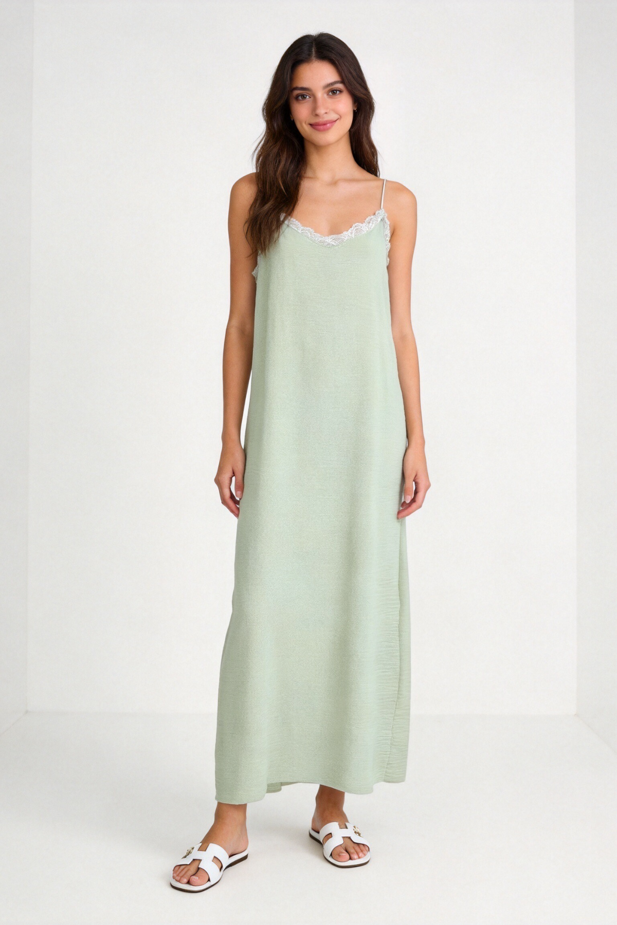 Vestido Lencero de Gasa para Mujer – Marrón