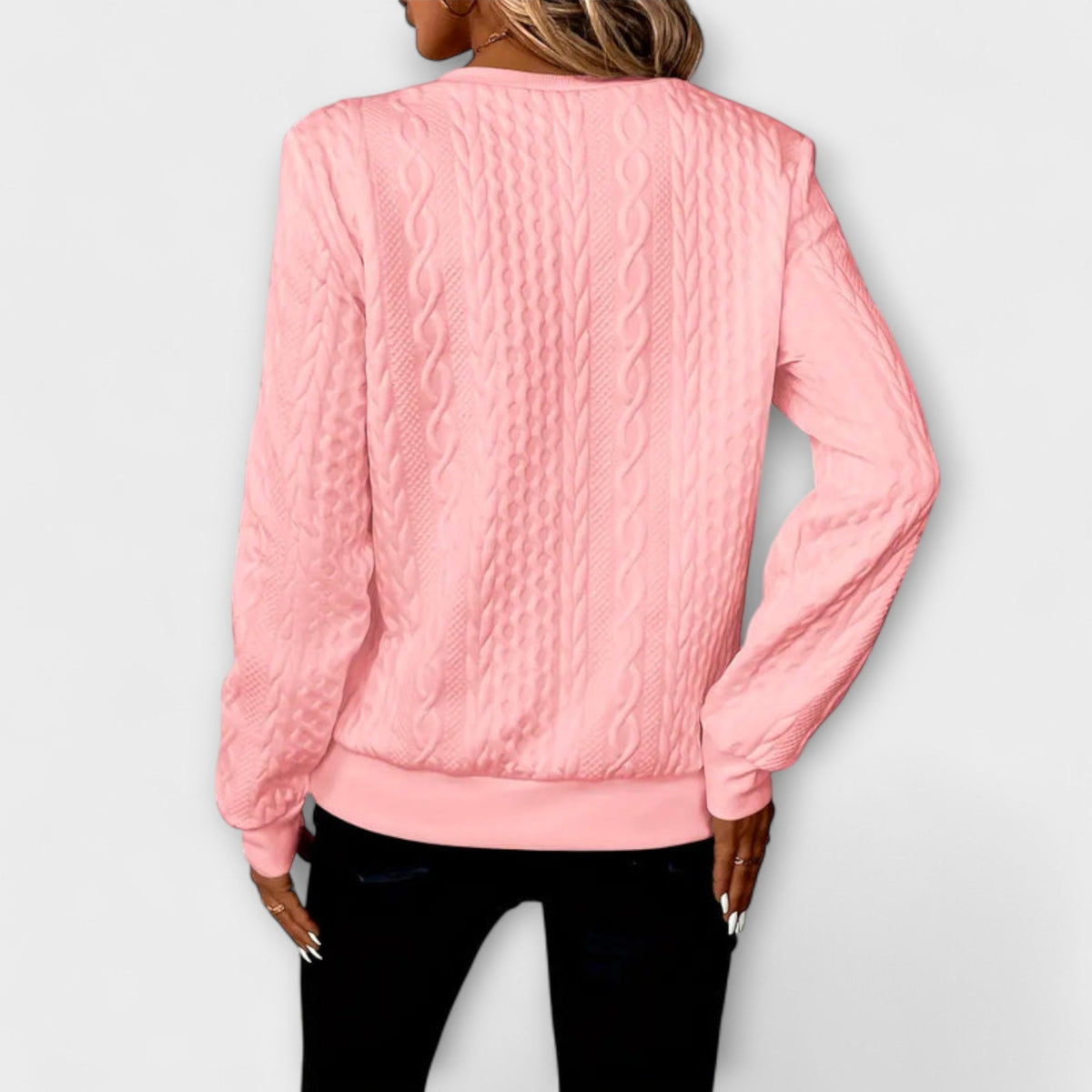 Jersey de Punto con Relieve para Mujer – Blanco