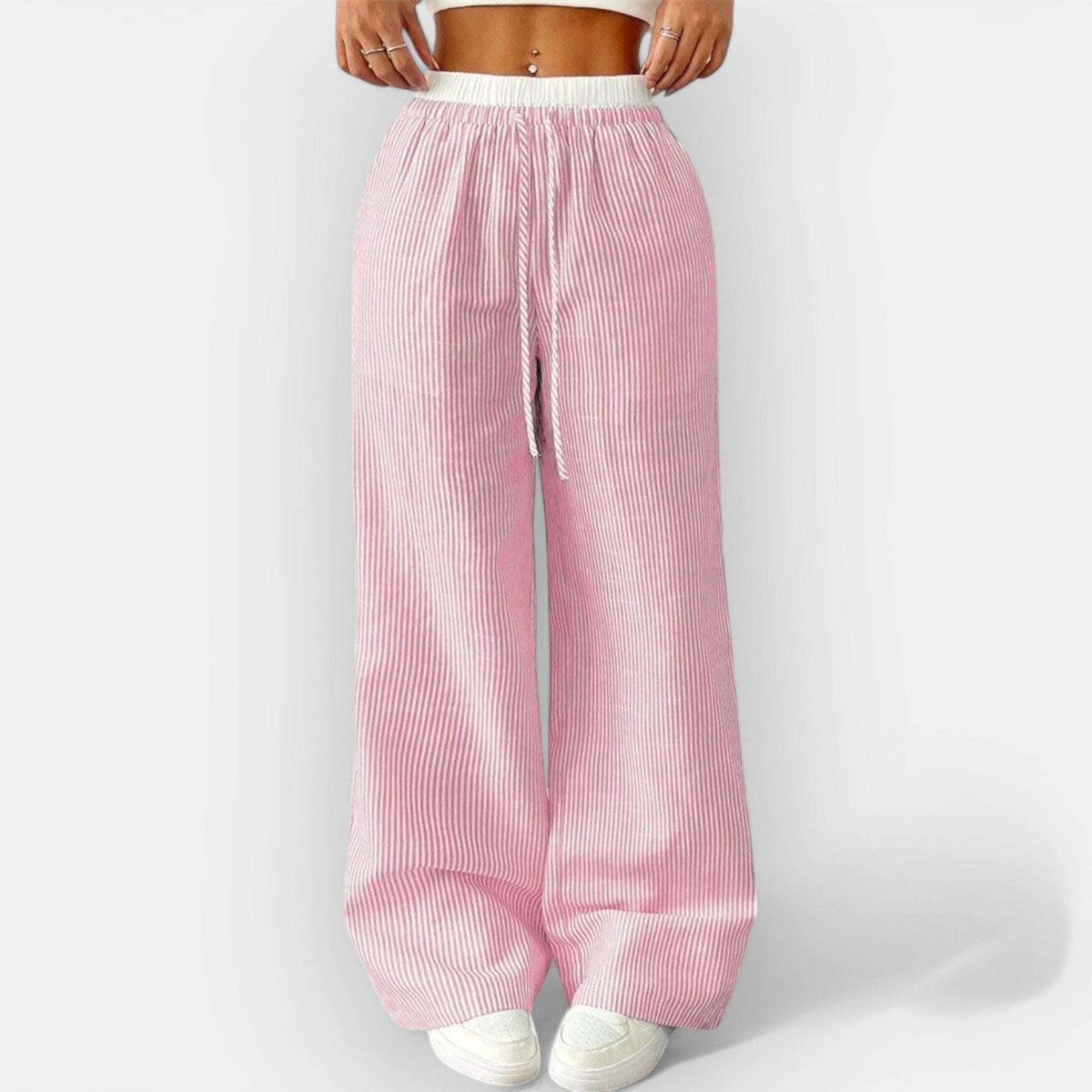 Pantalón Ancho de Rayas Finas para Mujer