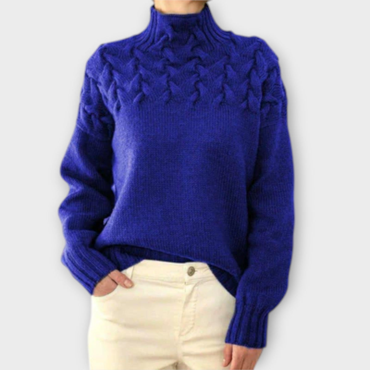 Jersey de Punto Trenzado para Mujer – Negro
