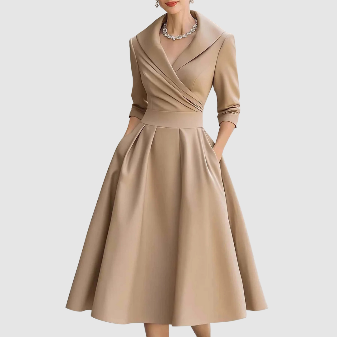 Vestido Midi con Cuello para Mujer