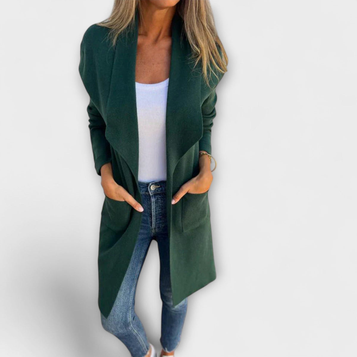 Cárdigan Largo Elegante para Mujer – Gris