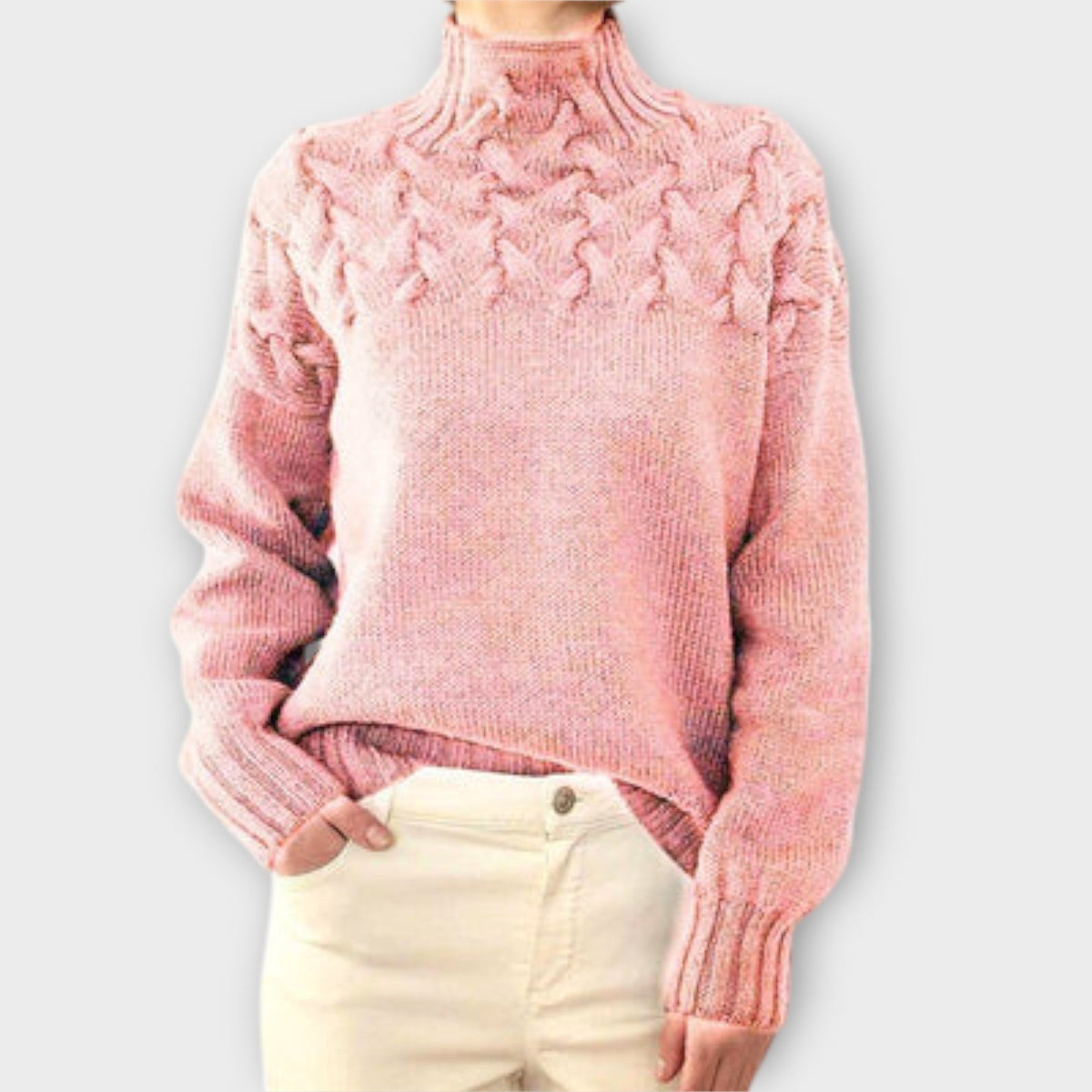 Jersey de Punto Trenzado para Mujer – Negro
