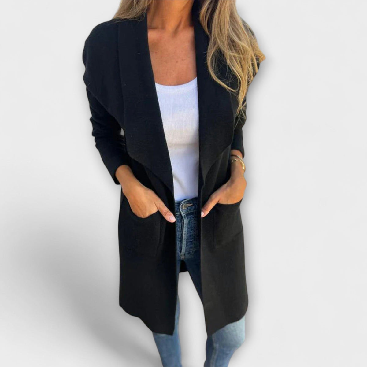 Cárdigan Largo Elegante para Mujer – Gris