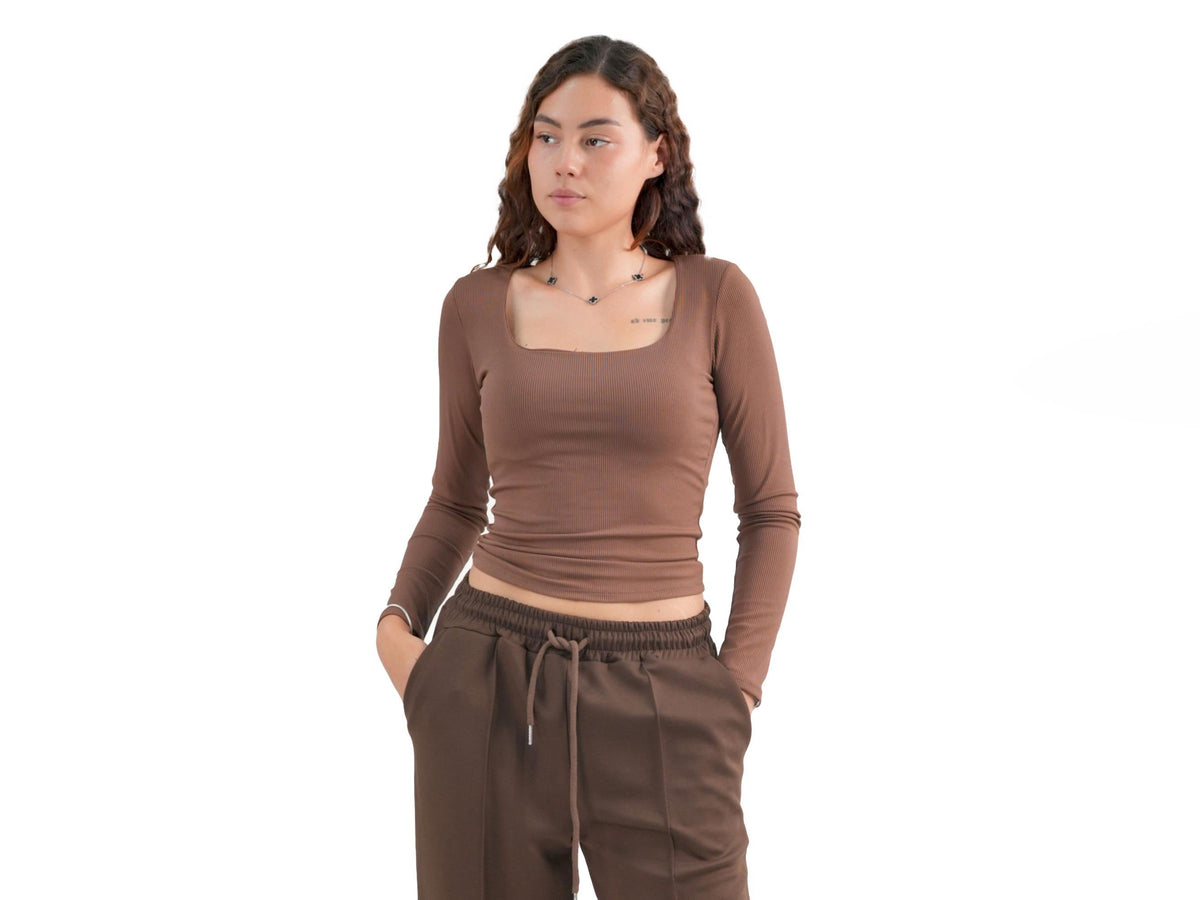 Camiseta Interior Térmica de Manga Larga para Mujer – Escote en U