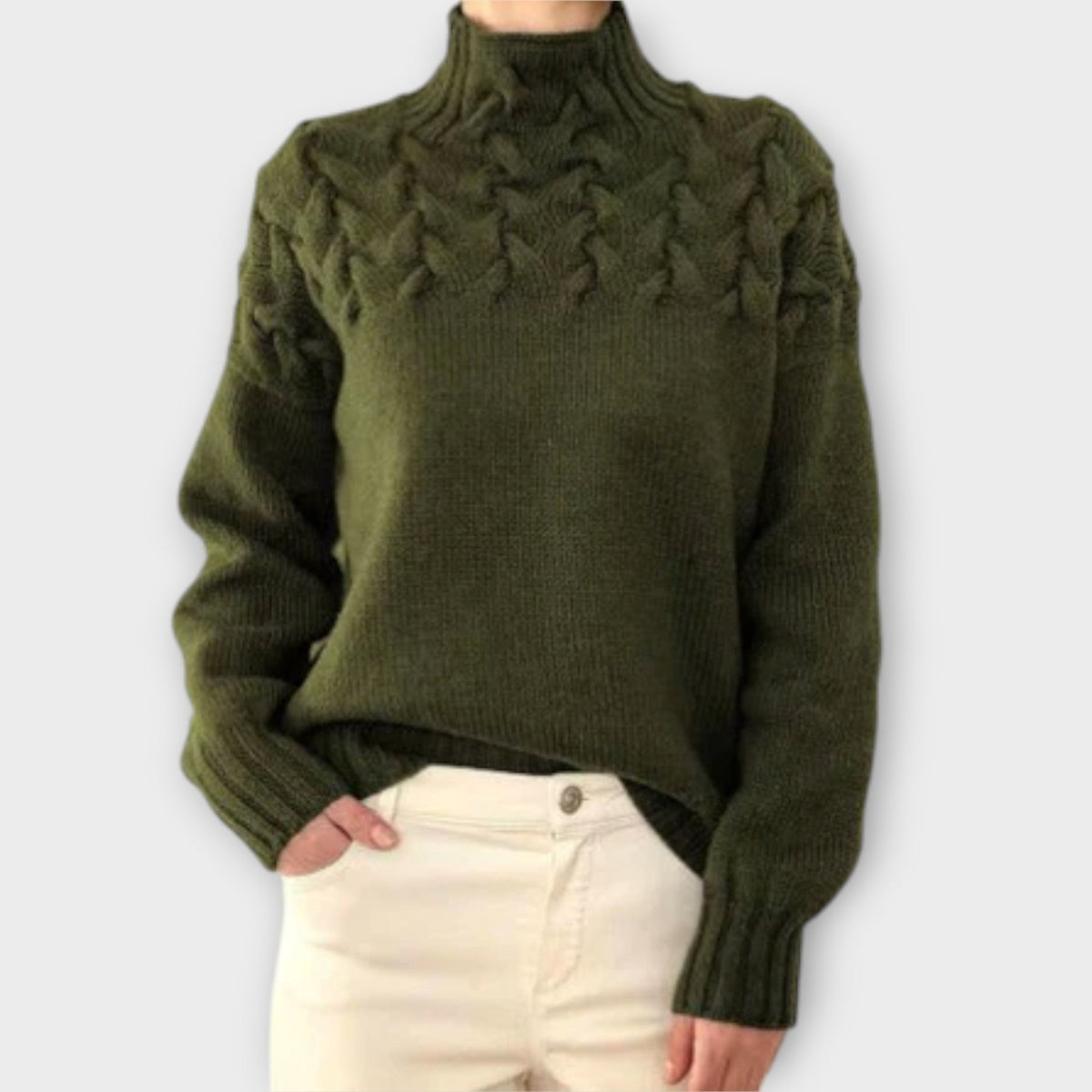 Jersey de Punto Trenzado para Mujer – Negro