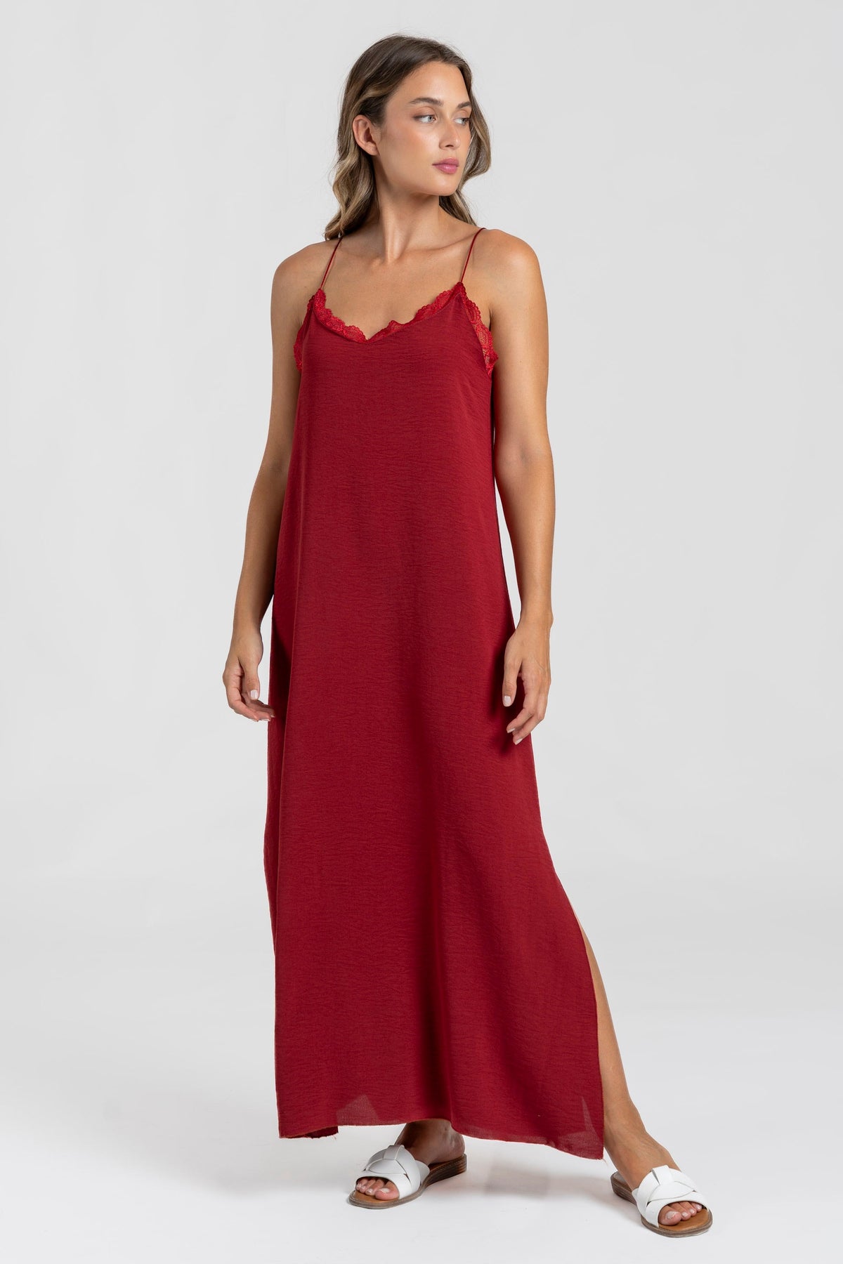 Vestido Lencero de Gasa para Mujer – Marrón