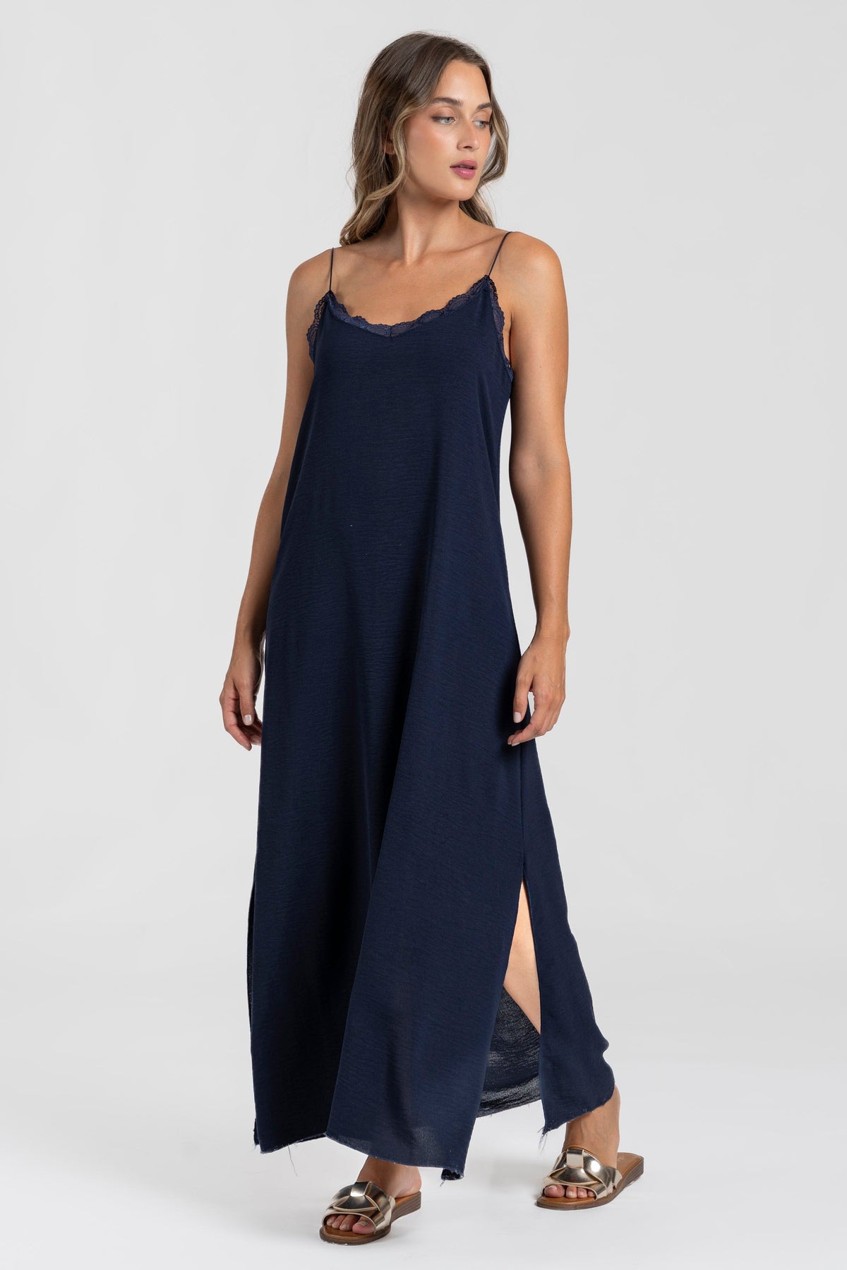 Vestido Lencero de Gasa para Mujer – Marrón