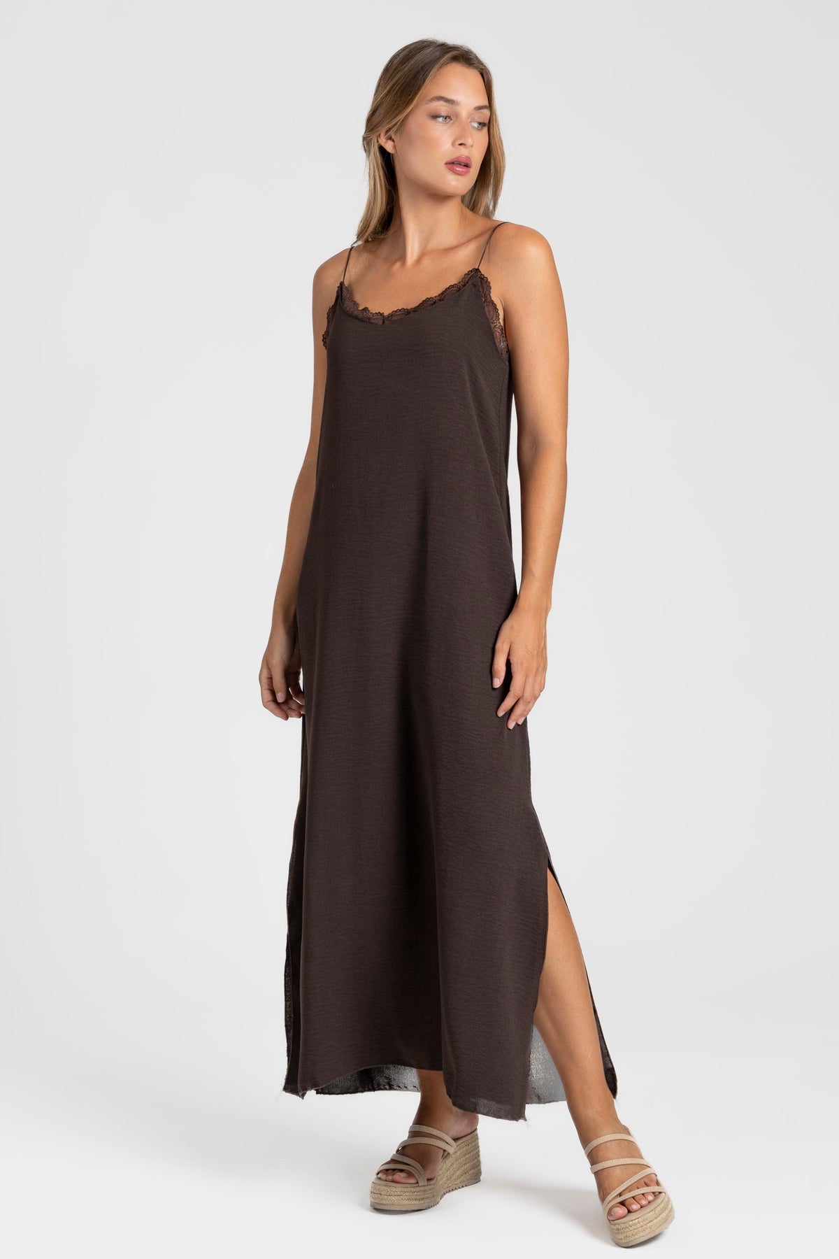 Vestido Lencero de Gasa para Mujer – Marrón