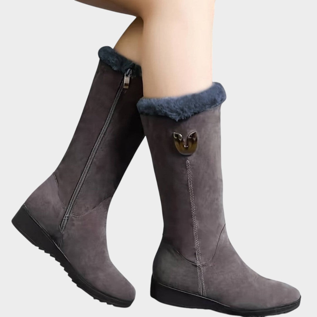 Botas Altas de Invierno con Forro para Mujer – Gris