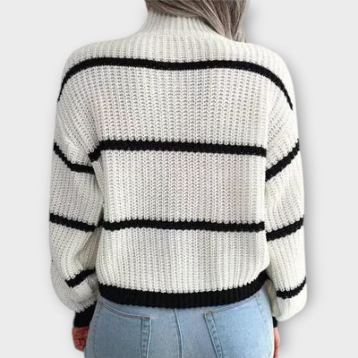 Jersey de Cuello Alto a Rayas para Mujer – Verde