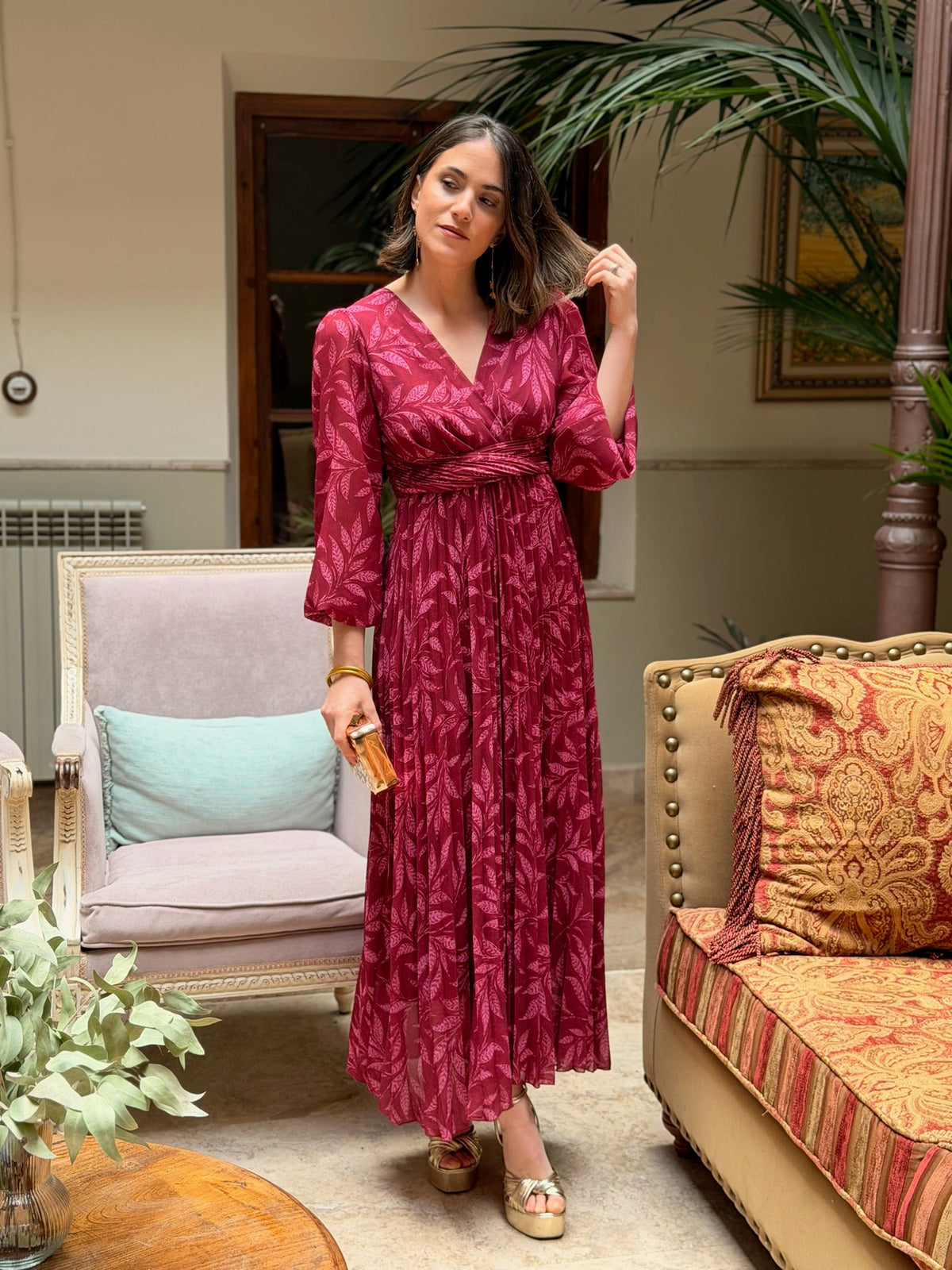 Vestido Plisado para Mujer – Fucsia