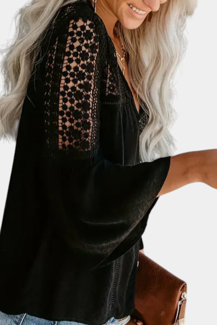 Blusa de Encaje Bohemia para Mujer – Algodón y Rayón