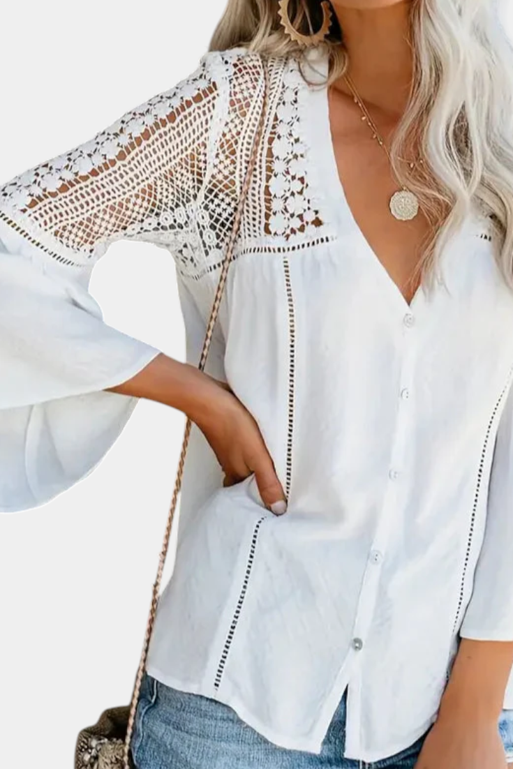 Blusa de Encaje Bohemia para Mujer – Algodón y Rayón