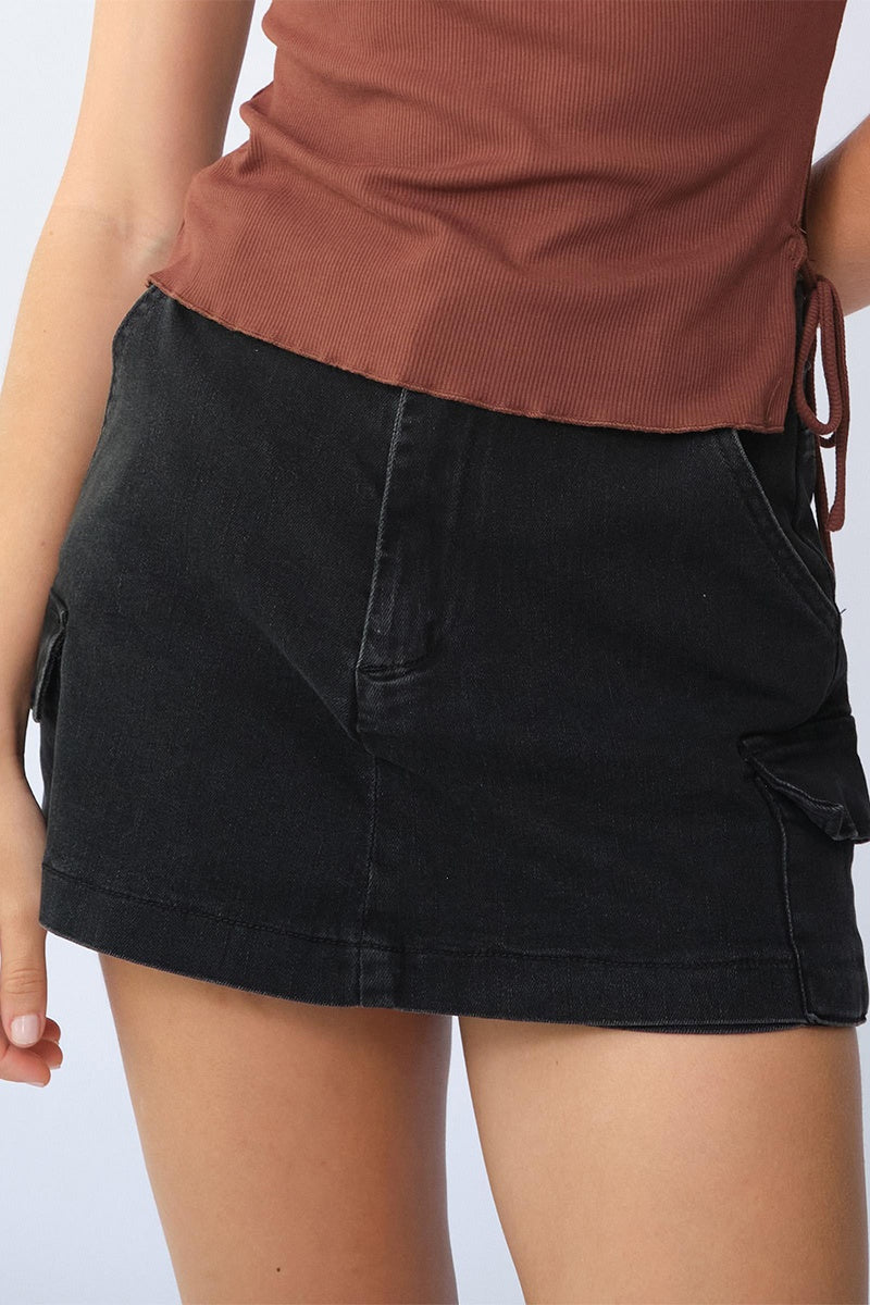 Falda Pantalón Vaquera de Talle Alto para Mujer – Bolsillos Cargo