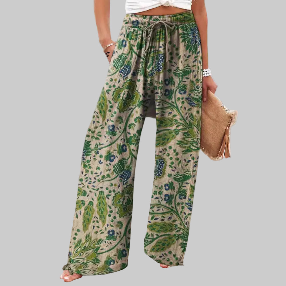Pantalón Fluido con Estampado Floral para Mujer – Pierna Ancha